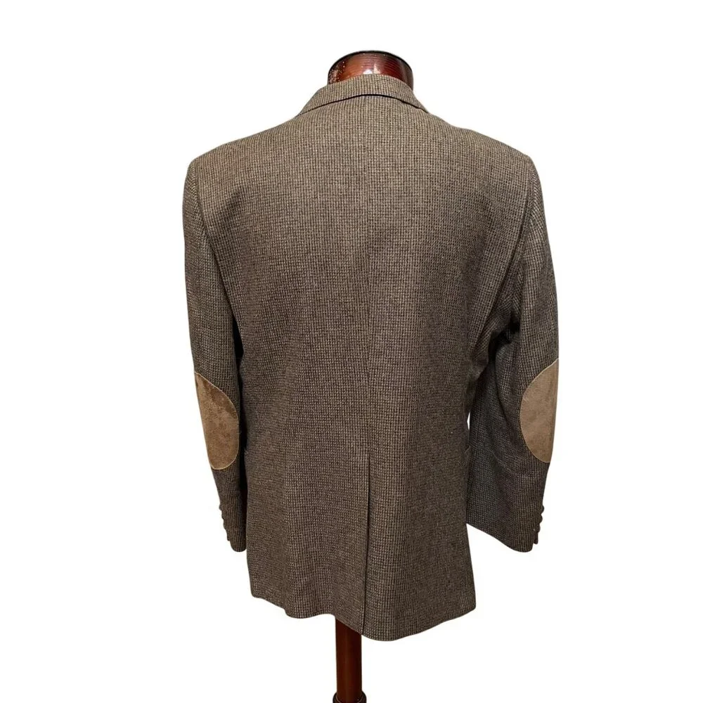 Orvis Mens‎ Tweed Wool Blazer Jacket Sportcoat Elbow Patches Brown Gray Size 40R